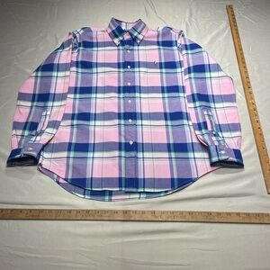 Ralph Lauren size Medium Pink & Blue Plaid Oxford Cloth Button-Down Shirt